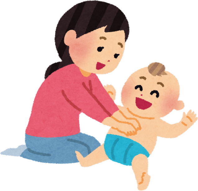 Illustration of Mother Giving Baby Massage